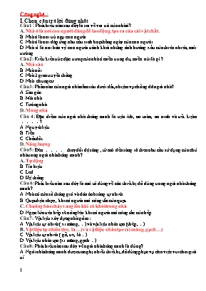 Đề kiểm tra trắc nghiệm môn Công nghệ Lớp 6